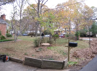 Leaf raking in Arlington, VA by Hall's Landscaping.